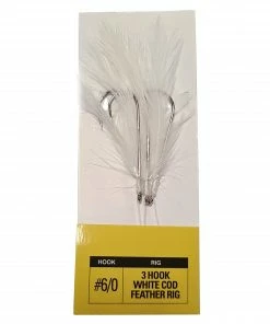 Fisheagle 3-Hook White Cod Feather Rig Size 6/0