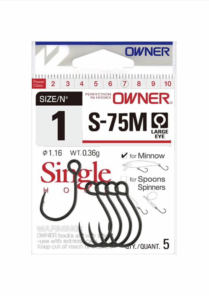 Owner 51626 S-75BLM Barbless Inline Single Lure Hook 5pc 2 Owner 51626 S-75BLM Barbless Inline Single Lure Hook 5pc - Image 2