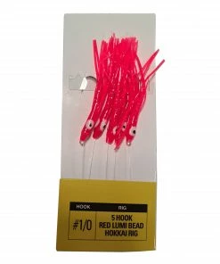 Fisheagle 5Hook Red Lumi Bead Hokkai Rig Size 1/0