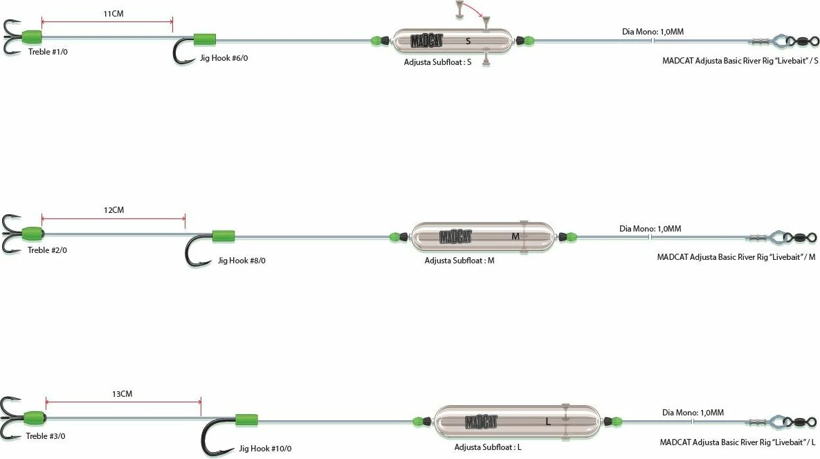 MADCAT Adjusta Basic River Rig Livebait 160cm 1.00mm 1 MADCAT Adjusta Basic River Rig Livebait 160cm 1.00mm