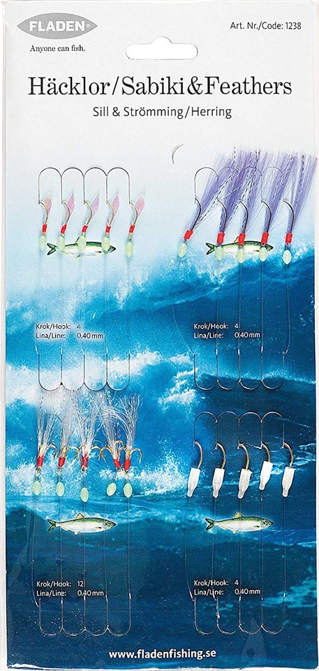 Fladen 4pk Assorted Sabiki & Feathers 1 Fladen 4pk Assorted Sabiki & Feathers
