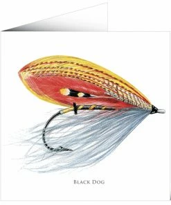 Mayfly Art Black Dog Greetings Card