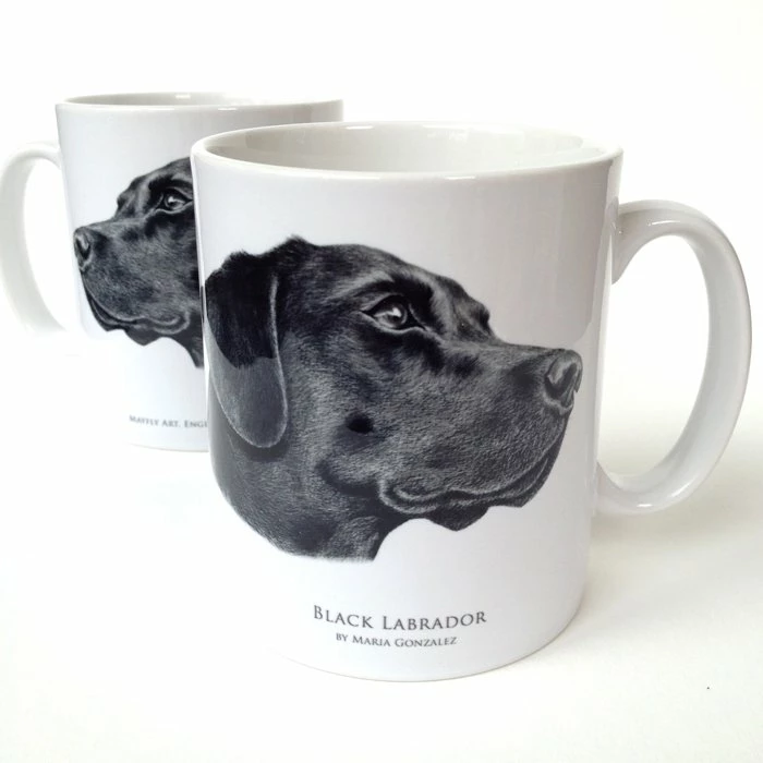 Mayfly Art Maria Gonzalez Printed Black Labrador Mug 1 Mayfly Art Maria Gonzalez Printed Black Labrador Mug
