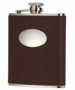 David Nickerson Brown Leather 6oz Hip Flask