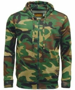 Game Camouflage Zip Hoodies -Glasgow Angling camouflage zippered hoodie woodland