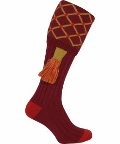 Jack Pyke Diamond Shooting Socks 7 Jack Pyke Diamond Shooting Socks -Glasgow Angling diamond shooting socks burgundy red gold