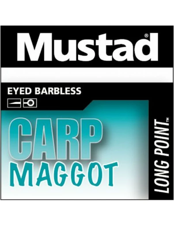 Mustad Eyed Carp Maggot Barbless Hooks 10pc 2 Mustad Eyed Carp Maggot Barbless Hooks 10pc - Image 2