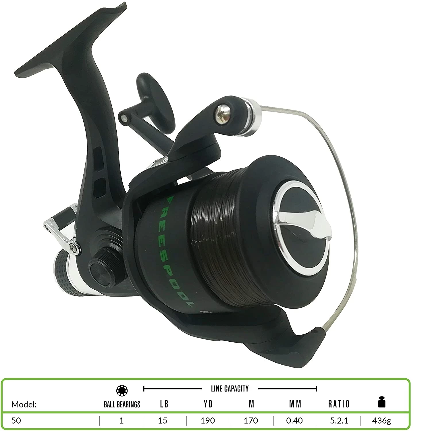 Kingcarp Freespool Reel 50 1bb + 15lb Line 2 Kingcarp Freespool Reel 50 1bb + 15lb Line - Image 2