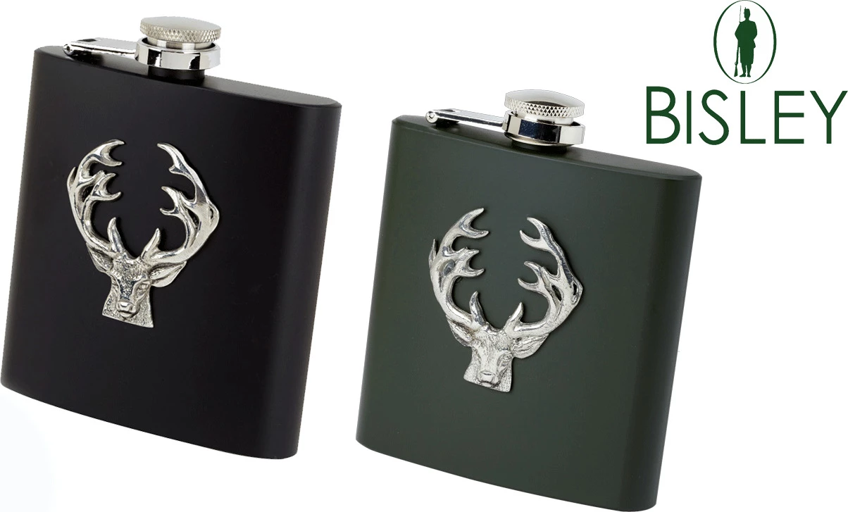 Bisley 170ml Metal Hip Flasks Stag 1 Bisley 170ml Metal Hip Flasks Stag