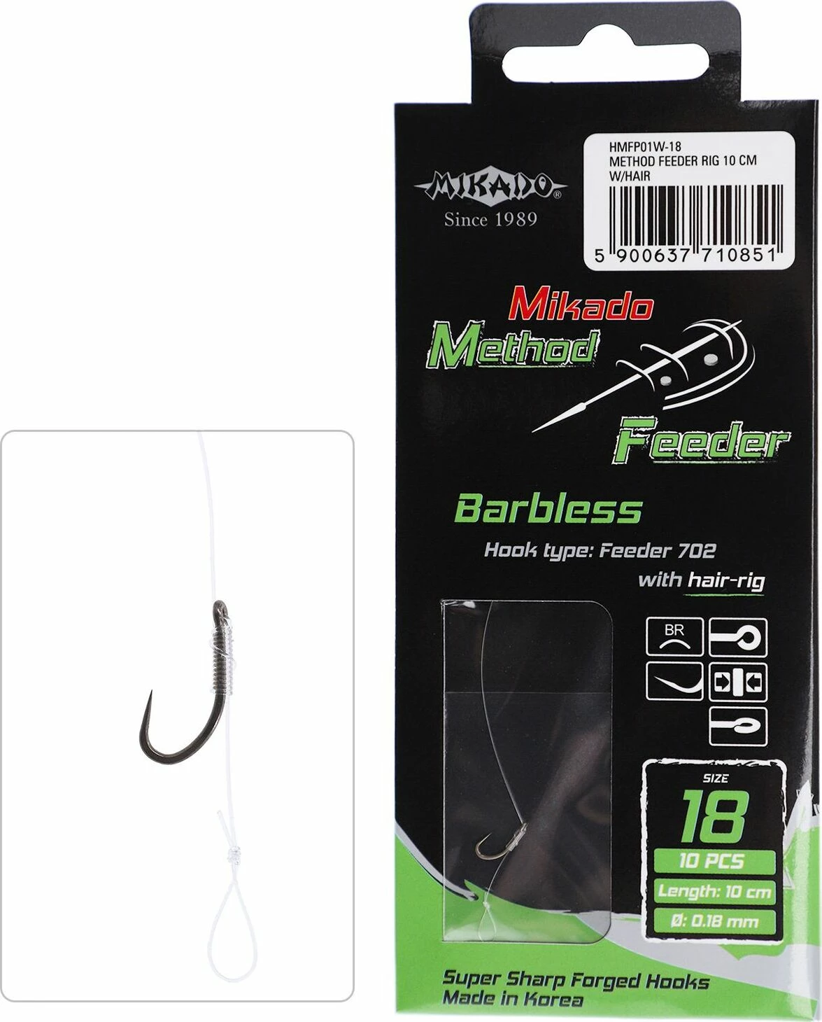 Mikado Method Feeder Rig - With Hair - Barbless Hook 8pc 1 Mikado Method Feeder Rig - With Hair - Barbless Hook 8pc