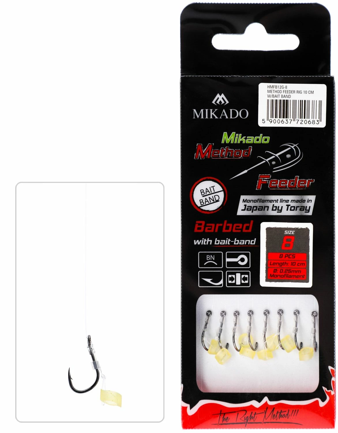 Mikado Method Feeder Rig - With Rubber - Barbed 8pc 1 Mikado Method Feeder Rig - With Rubber - Barbed 8pc