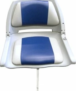 Waveline Moulded Folding Down Boat Seat Grey/Blue Cushion