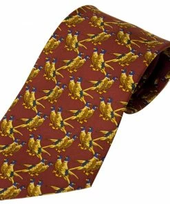 Bisley Solid Red Pheasants Silk Tie