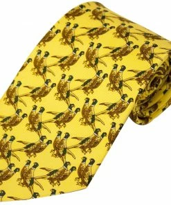 Bisley Solid Yellow Pheasants Silk Tie