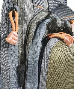 Stillwater Rucksack With Front Vest -Glasgow Angling rucksack with vest zipper pocket detail