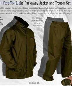 Vass-Tex Lightweight Packaway Jacket & Trouser Set Khaki -Glasgow Angling vass tex lightweight packaway khaki 2